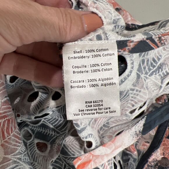 Hemant Nandita Dress Women 4 Pink Blue Eyelet Sleeveless Spring‎ Romantic - Picture 7 of 9